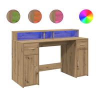 vidaXL Desk with LED Lights, Office Desk for Home Living Room, Computer Table wi