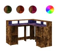 vidaXL Desk with LED Lights, Office Desk for Home Living Room, Computer Table wi
