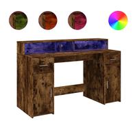 vidaXL Desk with LED Lights, Office Desk for Home Living Room, Computer Table wi