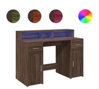vidaXL Desk with LED Lights, Office Desk for Home Living Room, Computer Table wi