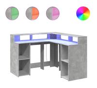 vidaXL Desk with LED Lights Concrete Grey 130x130x91 cm Engineered Wood