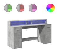 Desk with LED Lights Writing Table Study Working Table Engineered Wood vidaXL