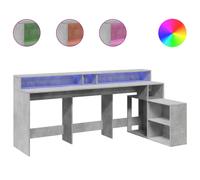 vidaXL Desk with LED Lights Study Working Table Concrete Grey Engineered Wood
