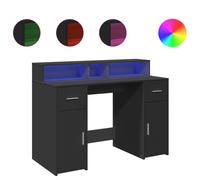 vidaXL Desk with LED Lights Writing Table Working Table Black Engineered Wood