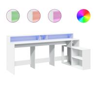 vidaXL Desk with LED Lights White 200x104x91 cm Engineered Wood