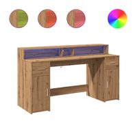 vidaXL Desk with LED Lights Writing Working Table Artisian Oak Engineered Wood