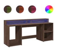 vidaXL Desk with LED Lights Writing Working Table Brown Oak Engineered Wood