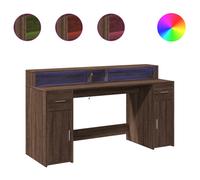 vidaXL Desk with LED Lights Writing Working Table Brown Oak Engineered Wood