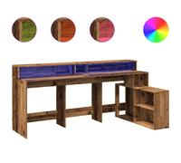 vidaXL Desk with LED Lights Writing Working Table Old Wood Engineered Wood