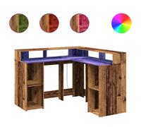 vidaXL Desk with LED Lights Writing Working Table Old Wood Engineered Wood