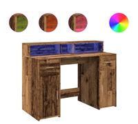 vidaXL Desk with LED Lights Writing Working Table Old Wood Engineered Wood