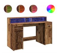 vidaXL Desk with LED Lights Writing Working Table Old Wood Engineered Wood