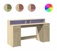 vidaXL Desk with LED Lights Writing Working Table Sonoma Oak Engineered Wood