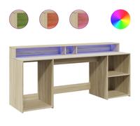 vidaXL Desk with LED Lights Writing Working Table Sonoma Oak Engineered Wood