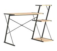vidaXL Computer Desk with 3 Tier Bookcase X-Shape Legs Black and Oak PC Desk