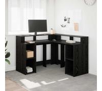 vidaXL Desk with Shelf Black Oak 130 x 130 x 91 cm Engineered wood