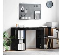 vidaXL Desk with Storage Black Oak 130 x 50.5 x 75 cm Engineered Wood, Modern Home Office Desk, Rectangular, Storage, Workstation Table, Computer, Minimalist, Efficient Setup, Engineered Wood