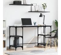 vidaXL Desk with Shelf Black Oak 140 x 50 x 75 cm Engineered Wood
