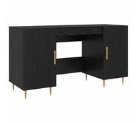vidaXL Desk with Shelf Black oak 140 x 50 x 75 cm Engineered wood, Modern Office Desk, Rectangular Ergonomic Design, Stylish Engineered Wood Indoor Workspace, Large Minimalist Workstation