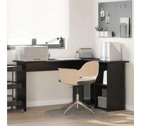 vidaXL Desk with Shelf Black Oak 142 x 102 x 73 cm Engineered Wood