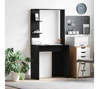 vidaXL Desk with Shelf Black Oak 78.5 x 37 x 154.5 cm Engineered Wood