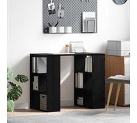 vidaXL Desk with Shelf Black Oak 90 x 50 x 75 cm Engineered Wood