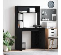 vidaXL Desk with Shelf Black Oak 91 x 50 x 149 cm Engineered Wood