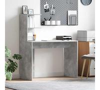 vidaXL Desk with Shelf Concrete Grey 102 x 50 x 124 cm Engineered Wood