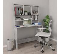 Vidaxl Desk With Shelf Concrete Grey 110X45X157 Cm Engineered Wood Desks