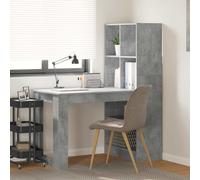 vidaXL Desk with Shelf Concrete Grey 122 x 67 x 145 cm Engineered Wood