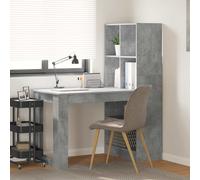 vidaXL Desk with Shelf Concrete Grey 122 x 67 x 145 cm Engineered Wood