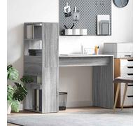 vidaXL Desk with Shelf Grey Sonoma 113 x 54 x 120 cm Engineered Wood