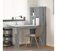 Writing Desk Grey Sonoma 122x67x145cm Engineered Wood 2 Shelves Home Office Slim
