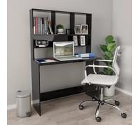 vidaXL Desk with Shelf High Gloss Black 110x45x157 cm Engineered Wood