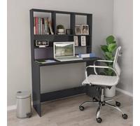 Vidaxl Desk With Shelf High Gloss Grey 110X45X157 Cm Engineered Wood Desks