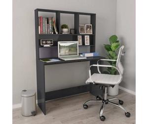 Vidaxl Desk With Shelf High Gloss Grey 110X45X157 Cm Engineered Wood Desks