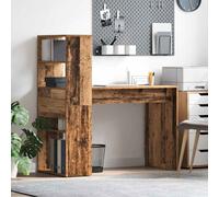 vidaXL Desk with Shelf Old Wood 113 x 54 x 120 cm Engineered Wood
