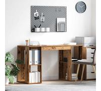 vidaXL Desk with Shelf Old Wood 130 x 50.5 x 75 cm Engineered Wood