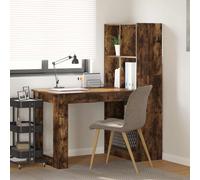Writing Desk Smoked Oak 122x67x145cm Engineered Wood 2 Shelves Minimalist Studio