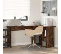 vidaXL Desk with Shelf Smoked Oak 142 x 102 x 73 cm Engineered Wood