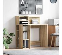 vidaXL Desk with Storage Sonoma oak 90 x 48 x 101.5 cm Engineered Wood, Home Office, Modern Rectangular Writing Desk, Ergonomic Workspace Table, Compact Utility, Sturdy Study Setup