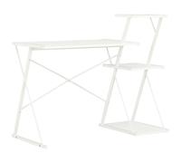vidaXL Computer Desk with 3 Tier Bookcase X-Shape Legs White Home Office Desk