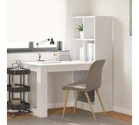 Writing Desk White 122x67x145cm Engineered Wood 2 Shelves Modern Minimalist Home