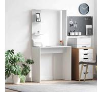 vidaXL Desk with Shelf White 78.5 x 37 x 154.5 cm Engineered Wood
