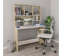 vidaXL Desk with Shelf White and Sonoma Oak 110x45x157 cm Engineered Wood