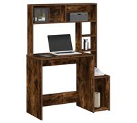 vidaXL 6 Shelf Study Desk Smoked Oak - Size: 140 x 100 x 45cm - Brown - Wilko