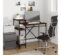 Vidaxl Desk With Shelves Smoked Oak 105X50X90 Cm Engineered Wood&iron, Brown