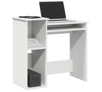 Desk White Engineered Wood with Shelves Compact 84x40x78cm Home Office for Home