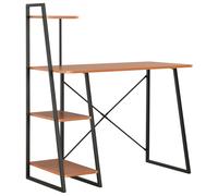 Vidaxl Desk With Shelving Unit Black And Brown 102X50X117 Cm, Brown
