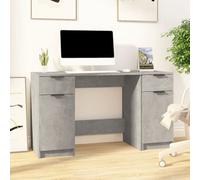 Vidaxl Desk With Side Cabinet Concrete Grey Engineered Wood, Grey